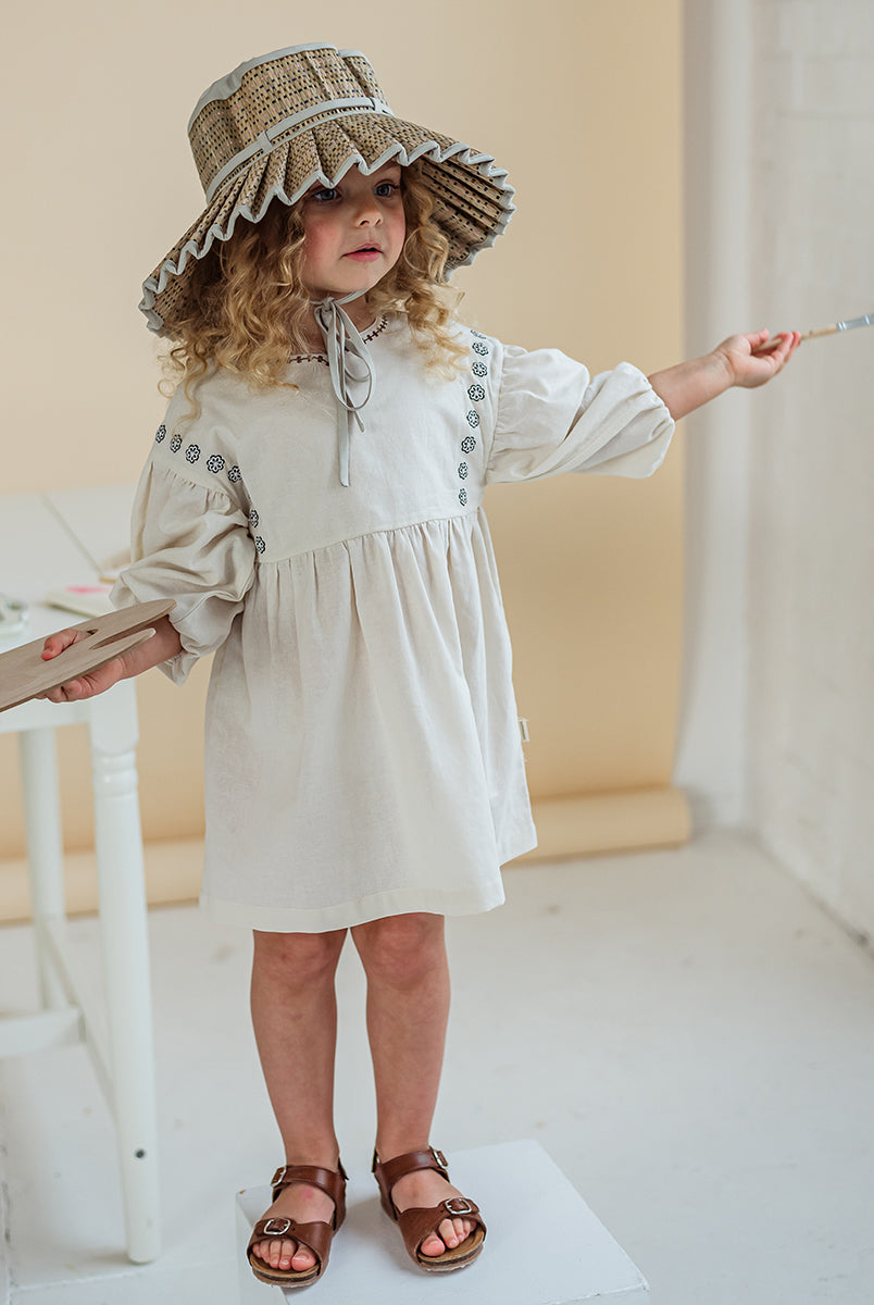 Myrtle Embroidery Dress, Almond – view 4