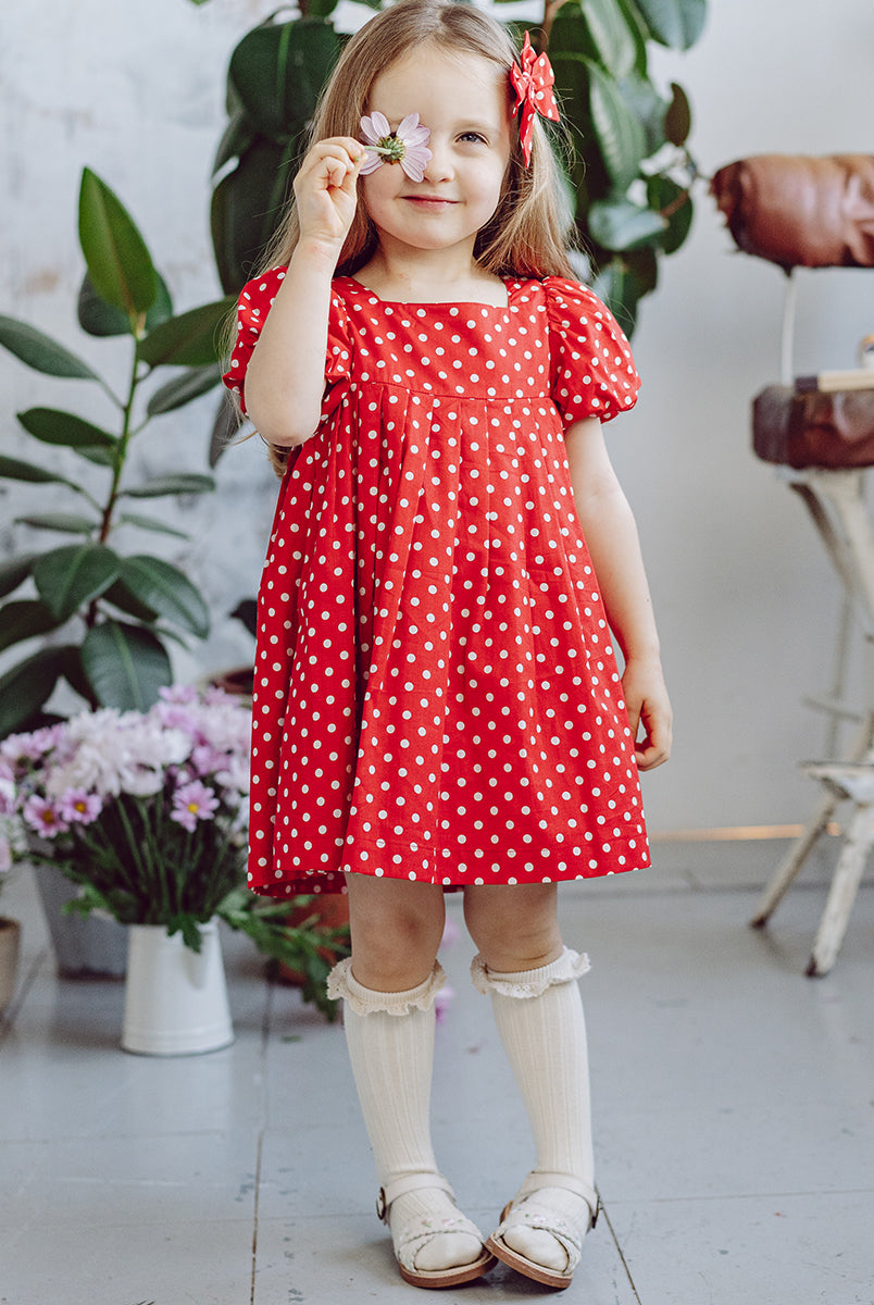 Harrogate Polka Dot Dress, Red Polka – Happyology
