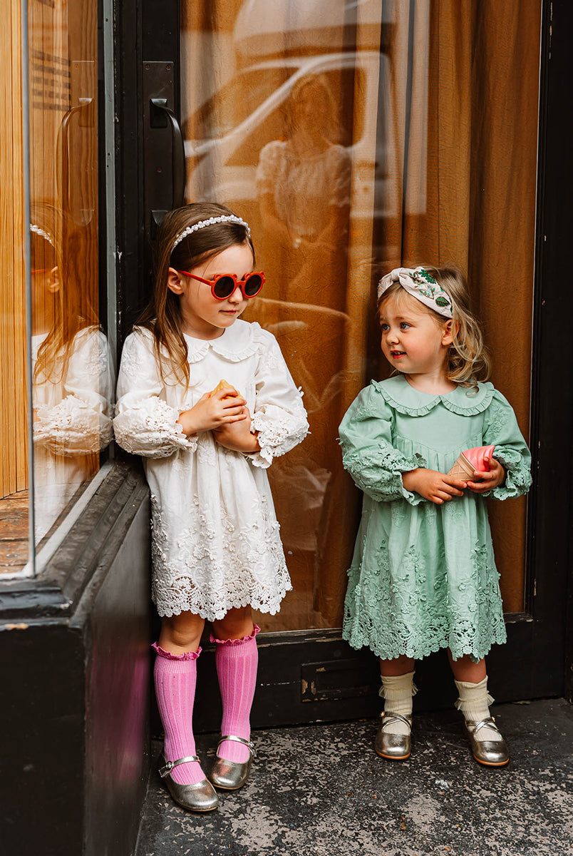 Lucerne Broderie Anglaise Dress, Pea Green – view 7