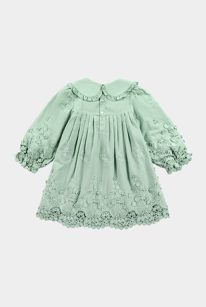 Lucerne Broderie Anglaise Dress, Pea Green – view 8