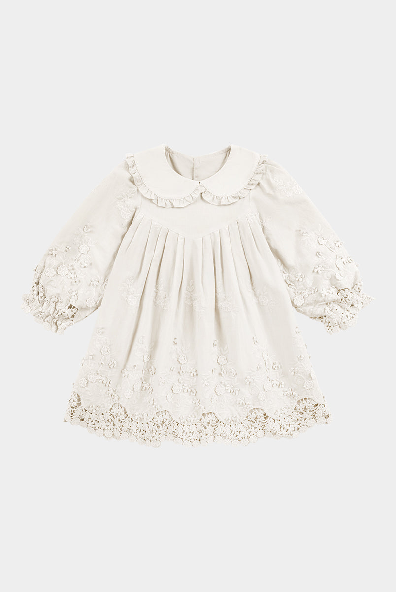 Lucerne Broderie Anglaise Dress, Crème Brulee – view 3